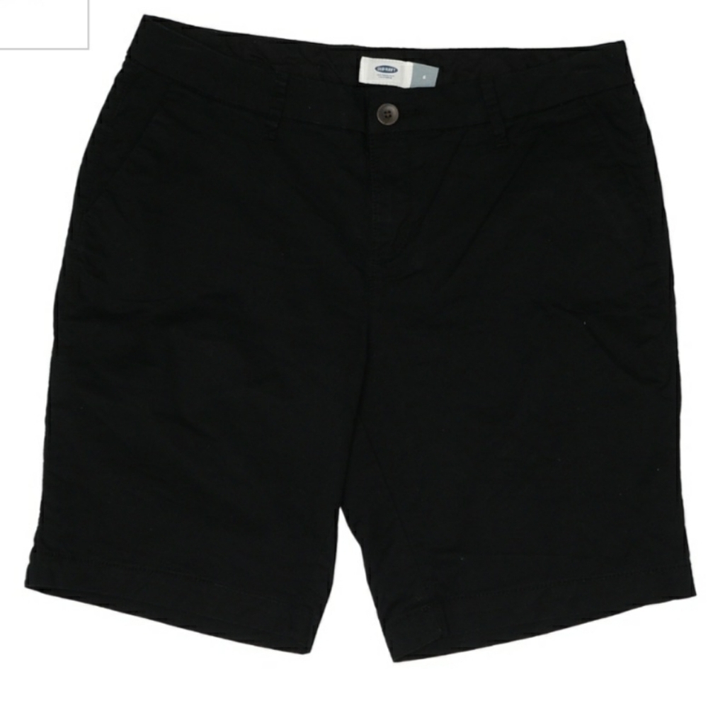 Old Navy Black Chino Bermuda Shorts Size 6 Casual Summer Spring Flat Pockets EUC